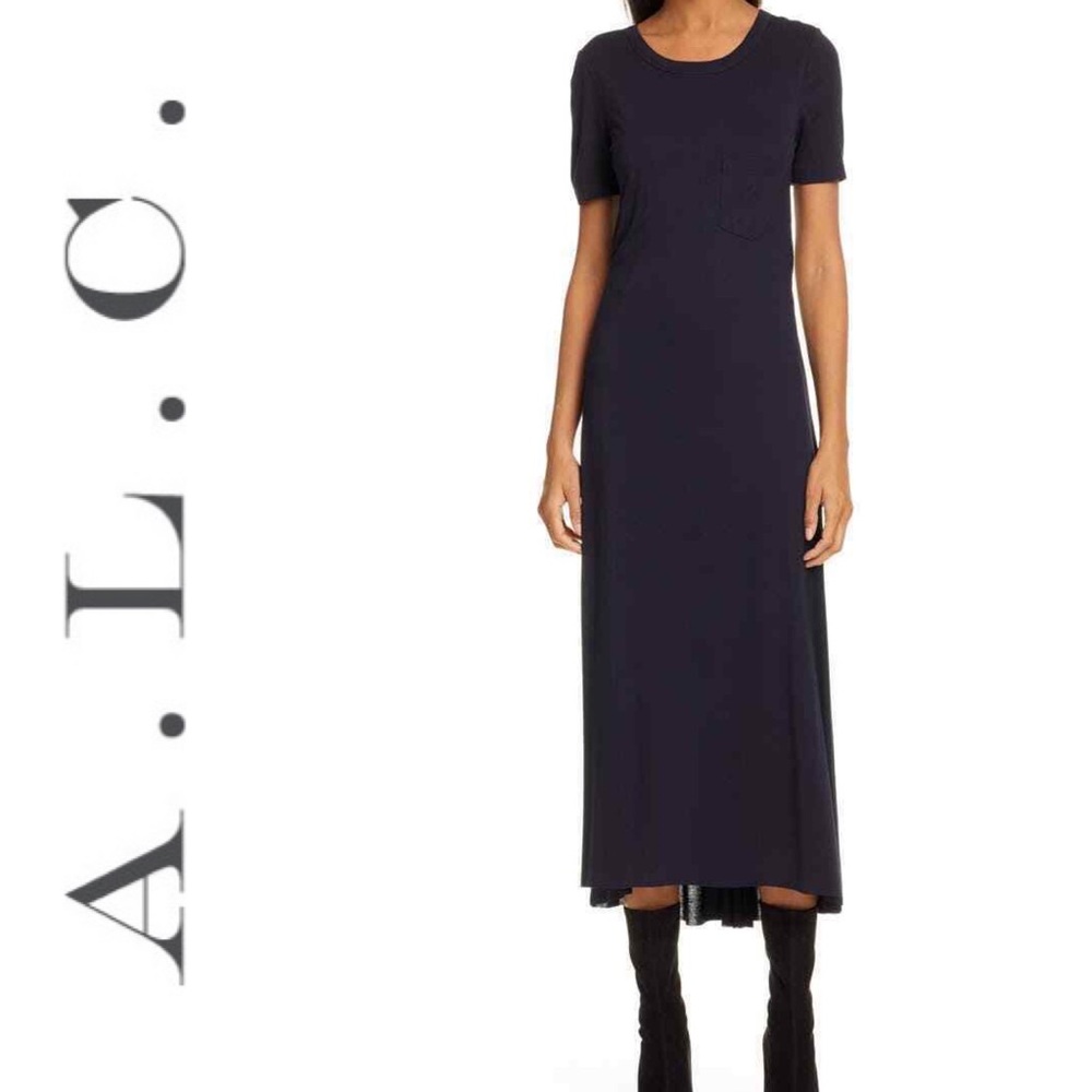 A.L.C criss cross back Jersey dress in navy